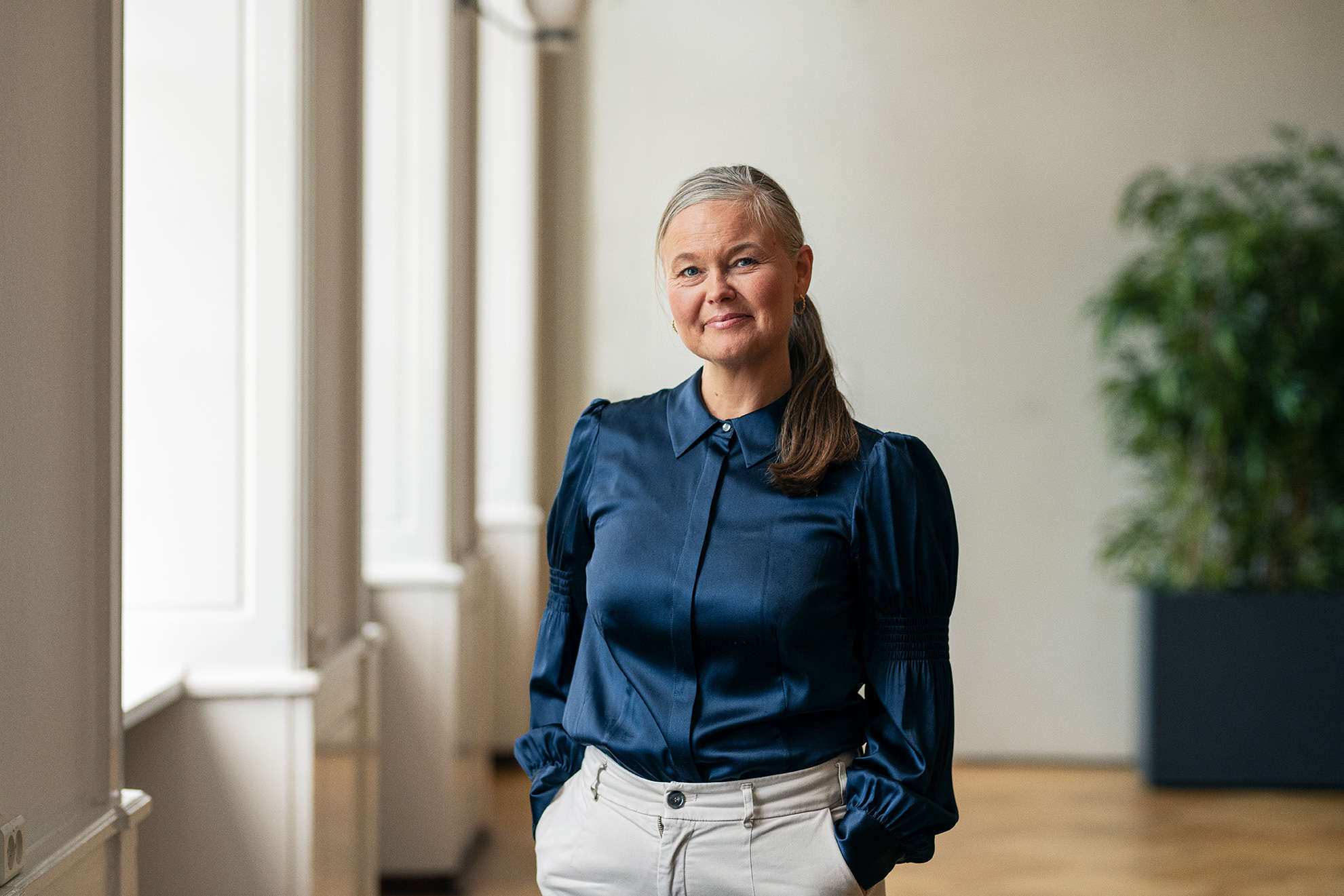 Portræt af Rektor på Handelsgymnasiet NVG Dorthe Guldbæk Møller